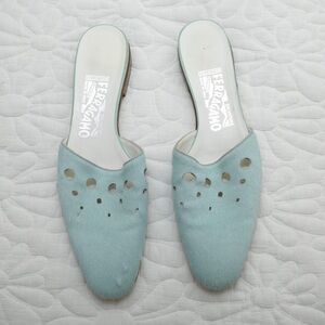 Salvatore Ferragamo pony hair Perforated Slip-On Mules